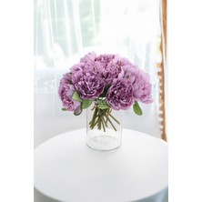 Yapay Çiçek 6lı Açmış Şakayık Gül Buketi Lila