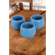 Mini Kaktüs Sukulent Saksısı 3lü Set Mavi Elvan Model 12.5 cm 1.3 Litre