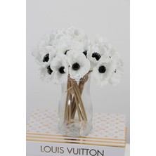 Yapay Çiçek Lüx Islak 6lı Anemon Demeti 25 cm Beyaz