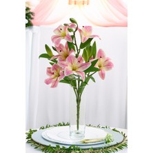 Yapay Çiçek Lüx Dev 6lı Vazo Lilyumu Buketi 60 cm Pembe