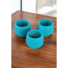 Mini Kaktüs Sukulent Saksısı 3lü Set Koyu Turkuaz Elvan Model 9 cm