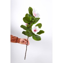 Yapay Çiçek Lüx Islak Manolya Dalı 100 cm Beyaz-Fuşya