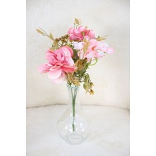 Yapay Mini Garnitürlü Çalı Gülü-Ortanca Demeti Açı Pembe