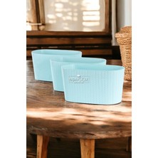 Bahçe Balkon Saksısı 3lü Set Sümela Model Turkuaz 15 cm 4.7 Litre