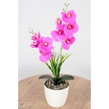 Yapay Çiçek Deposu Dekoratif Mini Fuşya Orkide Demeti 2li 40 cm