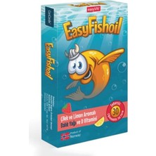 Asfstore Easyfishoil Çocuk Çilek ve Limon Aromalı 30 Çiğneme Tableti