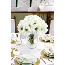 Yapay Çiçek 6lı Kaliteli Saçaklı Iri Gerbera Buketi Beyaz