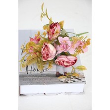 Yapay Mini Garnitürlü Şakayık-Ortanca Demeti Gül Kurusu