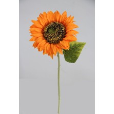 Yapay Çiçek Deposu Turuncu Ayçiçeği Dalı 33 cm Uzun Ömürlü Dış Mekan Kullanımı İçin
