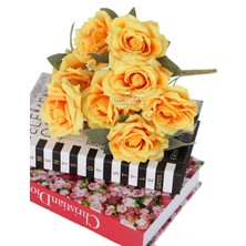 9 Dal Kaliteli Büyük Ekvator Gül Demeti 42 cm Alev Sarı