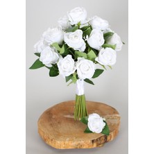 16 Kadife Güllü Gelin Buketi 2li Set Daly