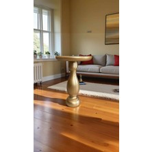 Simillo Home & Living Tekli Ahşap Mantar Sehpa – Lüks Altın Varak Renkli Yan Sehpa