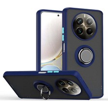 Gpack Realme 12 Pro Plus Uyumlu Kılıf Montreal Yüzüklü Mıknatıslı Kamera Korumalı Silikon Lacivert
