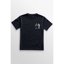 Unisex Lacivert T-Shirt Ghostmane Music Dans Müzik Palyaço Hayalet Minimal Ön Baskılı Tişört