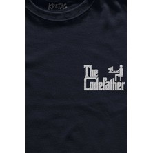 Lacivert Tişört The Codefather Godfather Bilgisayar Code Korsan Hacker Yazılımcı Baskılı Unisex T-Shirt