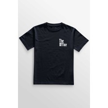 Unisex Lacivert T-Shirt The Office Michael Scott Godfather Dunder Mifflin Minimal Ön Baskılı Tişört