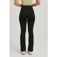 Kadın Siyah Ispanyol Paça Spor Yoga TAYT-P2235
