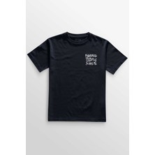 Unisex Lacivert T-Shirt Normal People Scare Me Normal Insanlar Beni Korkutuyor Gothic Sokak Minimal Ön Baskılı Tişört