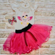 Sevimli Kuş Desenli Bebek Kız Takımı