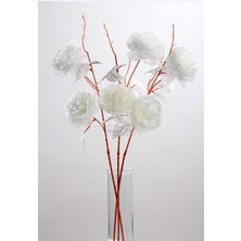 Yapay 2 Güllü Şakayık Çiçeği Dalı 77 cm Beyaz