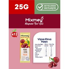 Mixmey Bee Polen Vişne Meyve Barı 12 Adet | Sağlıklı Atıştırmalıklar – Glutensiz Koruyucusuz 25gr X 12 Adet