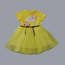 Sevimli Bulut ve Yıldız Desenli Bebek Elbisesi