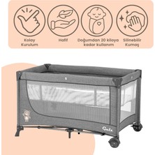 Gulz Lindo Oyun Parkı Park Yatak Bebek Beşik 70x120 Cm + Yataklı