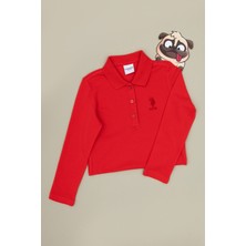 U.S. Polo Assn. Kız Çocuk Kırmızı Polo Yaka Basic Sweatshirt 50316836-VR030