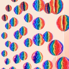 Bfs Nessiworld  Gökkuşağı Renkli 30 cm Rengarenk Kağıt Süs Fener 1 Adet