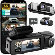 Botslab 4K 3 Kanallı Araç Kamerası, Gps, Wifi, Gece Görüşü, 128 GB Sd Kart