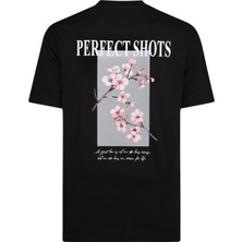 Erkek Siyah Baskılı Pamuklu Tişört - Perfect Shots