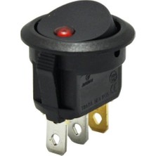 Yuvarlak Nokta Işıklı Anahtar Kırmızı 12V 3p - 10 Adet