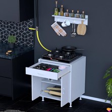 Modilayn Qplas (M) Set Ocak Altı Dolap 65X88X48 Cm. Çekmeceli, Kapaklı, Raflı ve Baharat Raflı