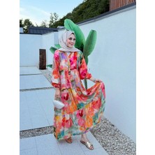 Kadın Etnik Desenli Modal Kumaş Tesettür Elbise