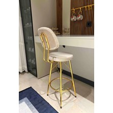 TheSandalyeShop Yeni Dolce Bar Sandalyesi Gold 75 cm Kırık BEYAZ.100 ile 115 cm Arası Ada&masalara Uyumlu.