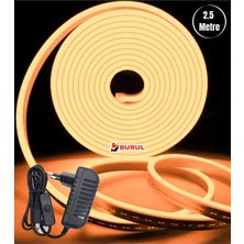 2.5 Metre Amber Işık Esnek Neon LED Şerit Butonlu Dekoratif Aydınlatma Seti SB-6536