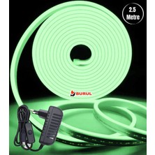2.5 Metre Yeşil Işık Esnek Neon LED Şerit Butonlu Dekoratif Aydınlatma Seti SB-6536