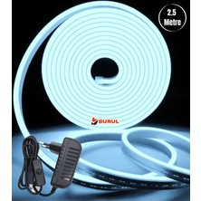2.5 Metre Buz Mavisi Işık Esnek Neon LED Şerit Butonlu Dekoratif Aydınlatma Seti SB-6536