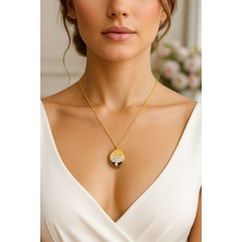 Livora Jewelry - Alya Model - 925 Ayar Gümüş Kolye - Gold Renk Kapaklı Alya Model Kadın Gümüş Kolye - Alya Kolyesi