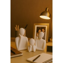 Soyut Aile Heykeli Seti – El Yapımı Modern Biblo | 2, 3, 4 Çocuklu Aile Figürleri | Minimalist Dekoratif Aksesuar