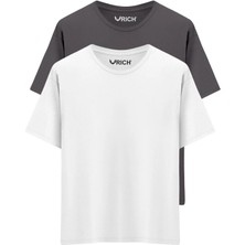 Erkek 2 Li Paket %100 Pamuk Oversize Tişört Basic Bisiklet Yaka Kısa Kollu T-Shirt