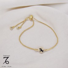 Altın Plakalı 14 Ayar Oğlak Burçlarına Özel Zincirli Yuvarlak Motifli Hediye BILEKLIK-417BURÇ