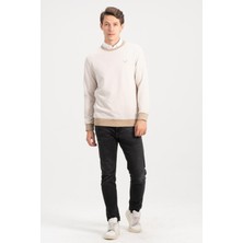 Erkek Bisiklet Yaka Bej Kazak Sweatshirt