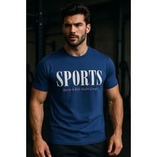 Erkek Lacivet Basic T-Shirt Baskılı Slim Fit %100 Pamuk Tişört