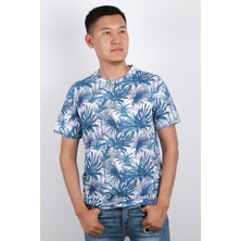 Erkek Bisiklet Yaka Baskılı T-Shirt %100 Pamuk Tişört