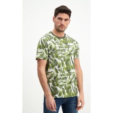 Desenli Erkek Bisiklet Yaka T-Shirt %100 Pamuk Tişört