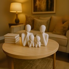 Soyut Aile Heykeli Seti – El Yapımı Modern Biblo | 2, 3, 4 Çocuklu Aile Figürleri | Minimalist Dekoratif Aksesuar