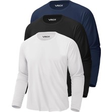 Rich Erkek Siyah-Beyaz-Lavicert 3'lü Paket Basic Uzun Kollu Tişört Sporcu Body T-shirt
