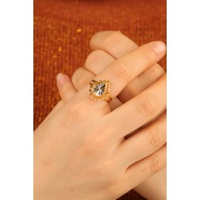  Yaldızlı Damla Altın Yüzük ÇGKY0062