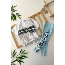 Miniğimin Cicileri Fiyonk Detaylı Taytlı Kız Çocuk 2 Li Takım - Turkuaz